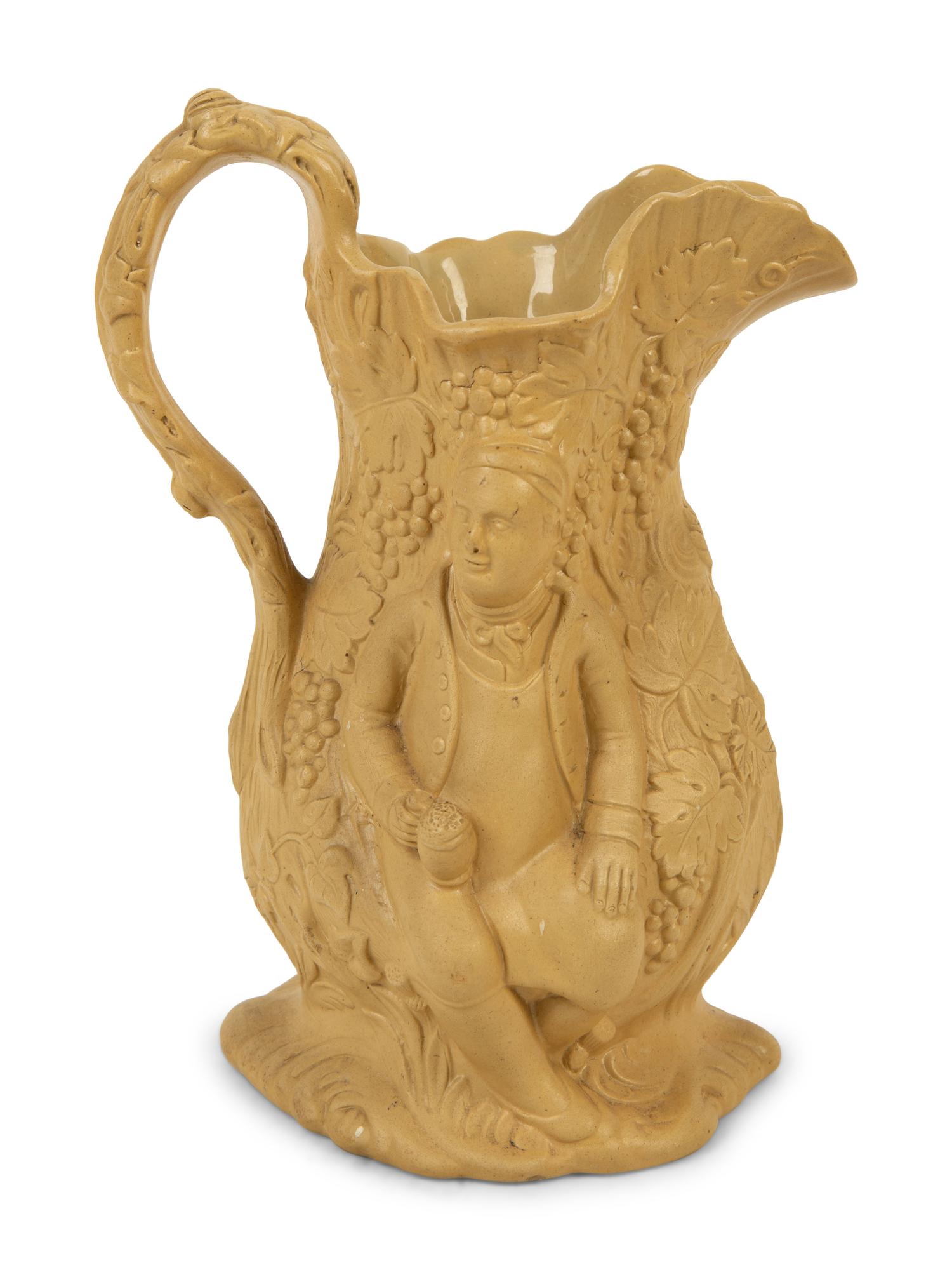 A Collection of Seven English Salt Glazed Relief Form Pitchers — 19TH/20TH CENTURY
