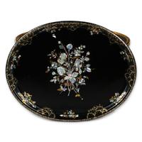 An English Papier Mâché Tray on a Giltwood Stand