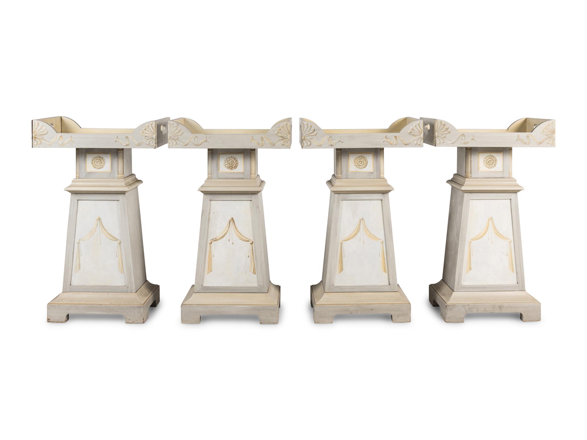 A Set of Four Swedish Neoclassical Style Pedestal Serving Tables