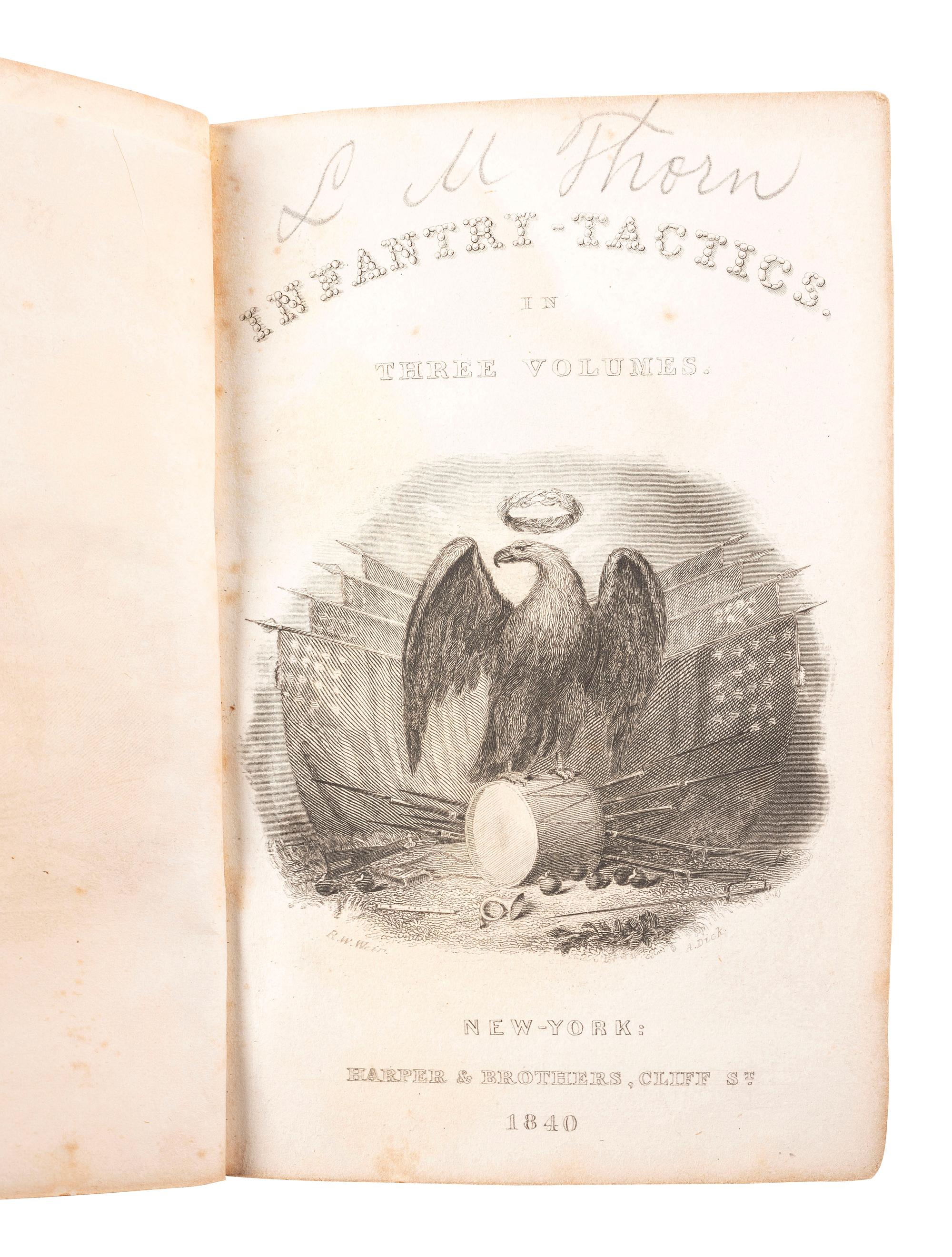 [MILITARIA]. SCOTT, Winfield (1786-1866). Infantry Tactics; Or, Rules for the Exercise and Manoeuvres of the United States' Infantry. New York: Harper & Brothers, 1842.