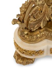 A Pair of Louis XVI Style Gilt Bronze and Marble Six-Light Candelabra
