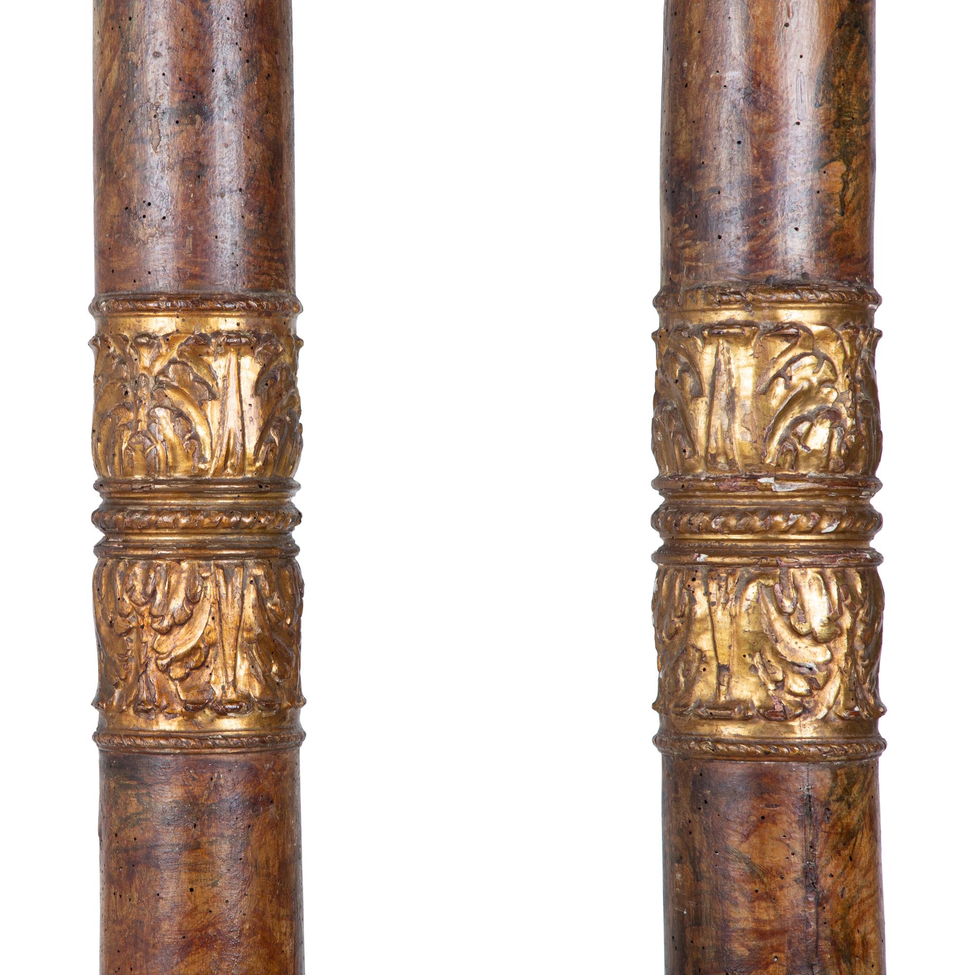 A Pair of Italian Painted and Parcel Gilt Pilasters — 18TH/19TH CENTURY