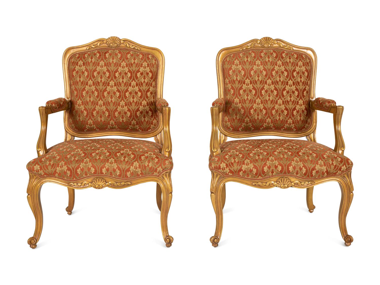 A Pair of Louis XV Style Painted Fauteuils