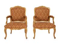 A Pair of Louis XV Style Painted Fauteuils
