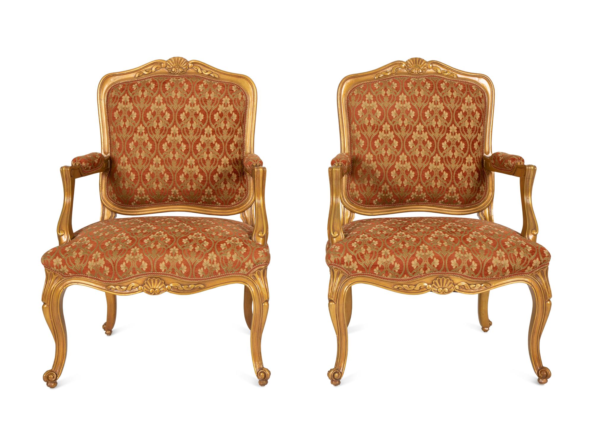A Pair of Louis XV Style Painted Fauteuils