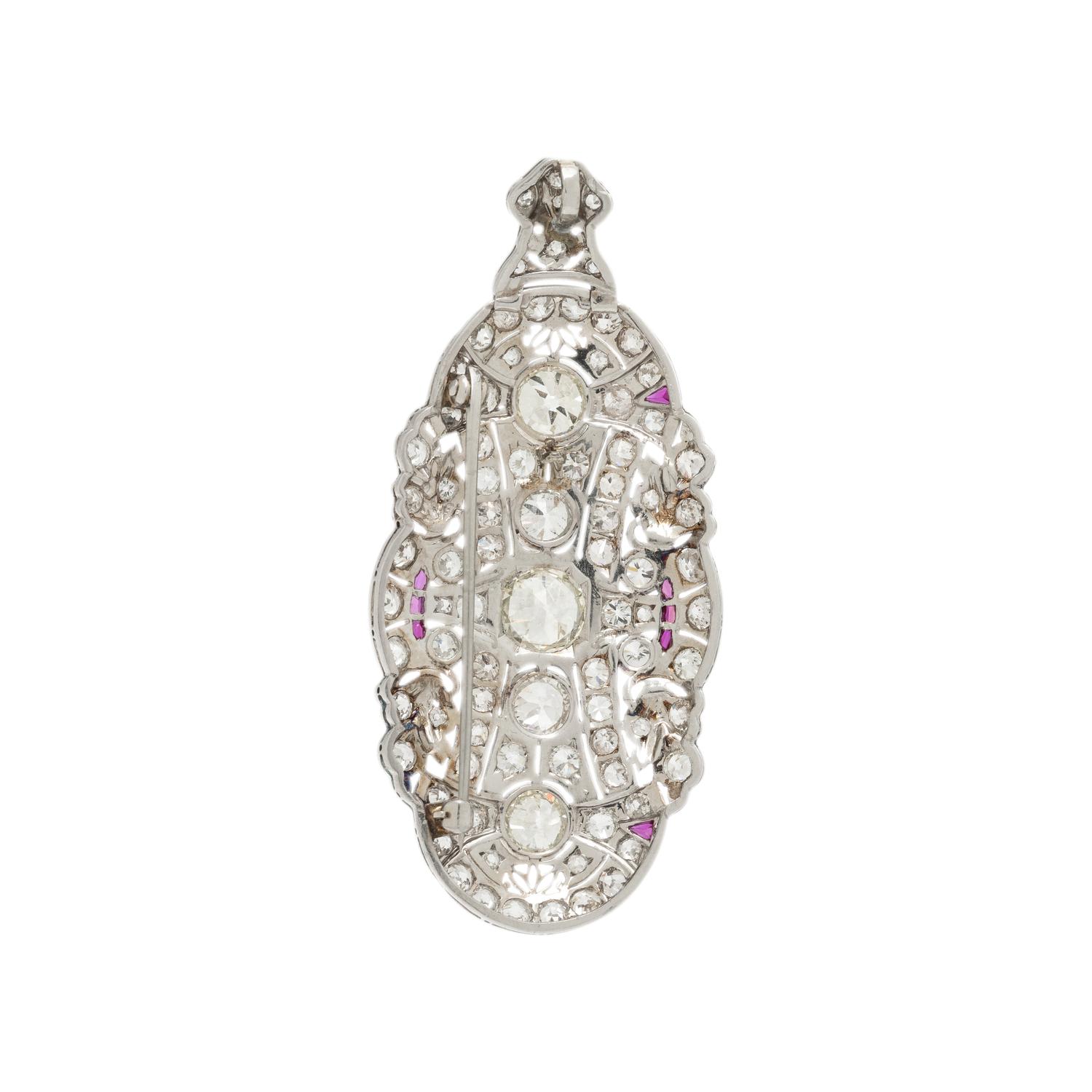ART DECO, DIAMOND PENDANT BROOCH