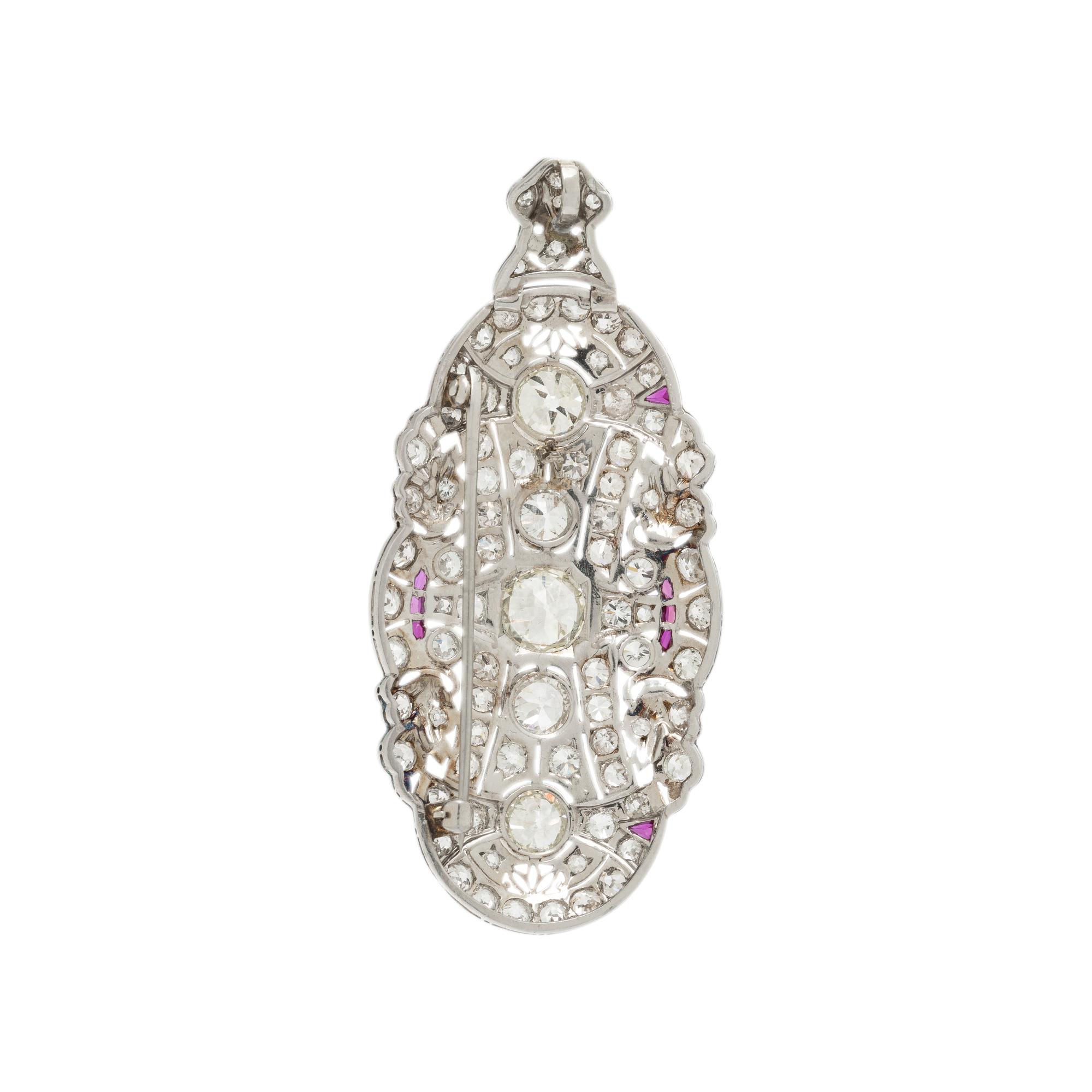 ART DECO, DIAMOND PENDANT BROOCH