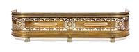 An English Brass Fire Fender Height 11 x width 48 x depth 13 1/2 inches.