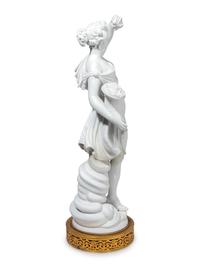 A Pair of Gilt Metal Mounted Bisque Porcelain Figures