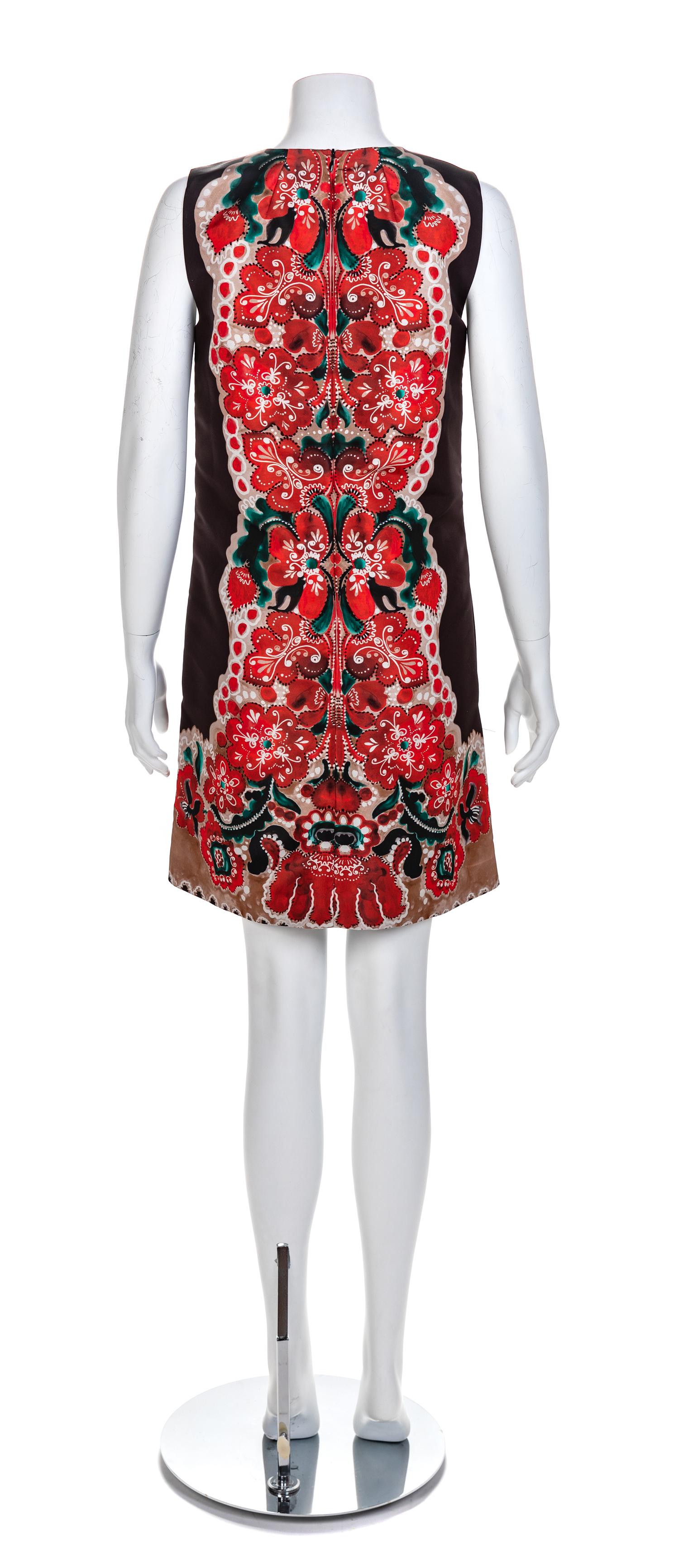 Red Valentino Black and Red Floral Shift Dress, 2000s Size label: 44