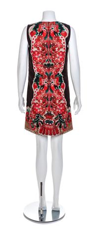 Red Valentino Black and Red Floral Shift Dress, 2000s Size label: 44