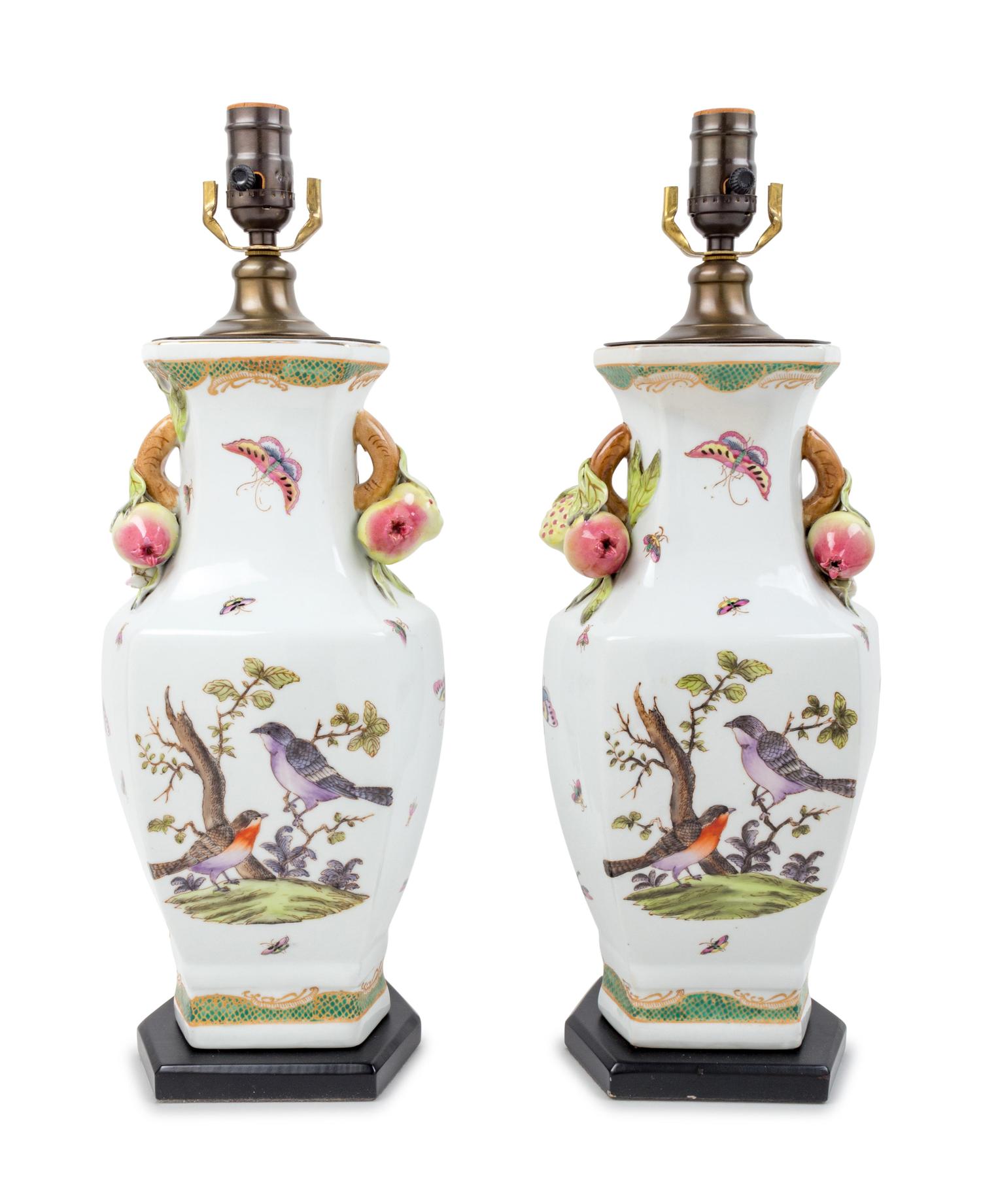 A Pair of Porcelain Vases Mounted as Lamps — 20TH CENTURY