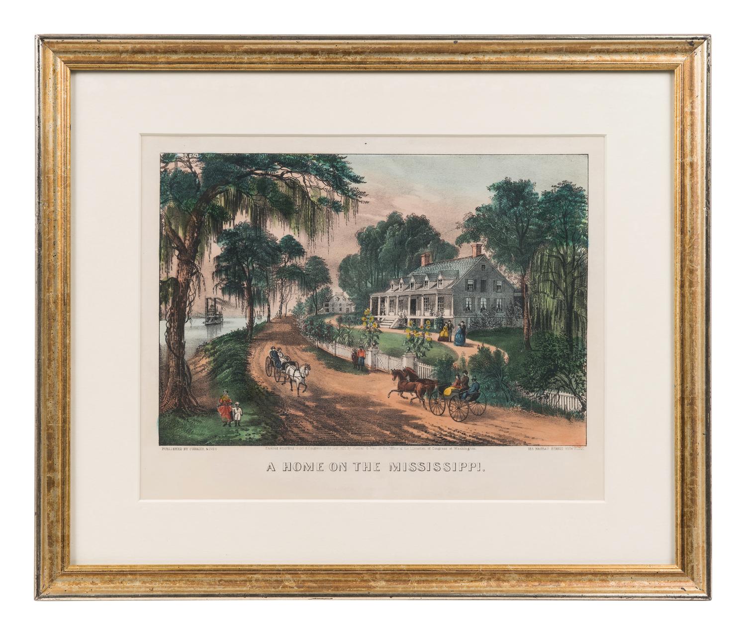 [MISSISSIPPI RIVER] -- CURRIER and IVES, publishers Floating Down to Market, 1870. (G.2183) -- A Home on the Mississippi, 1871. (G.3109).