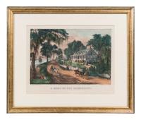 [MISSISSIPPI RIVER] -- CURRIER and IVES, publishers Floating Down to Market, 1870. (G.2183) -- A Home on the Mississippi, 1871. (G.3109).