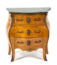 A Louis XV Style Gilt Metal Mounted Burlwood Commode Height 29 1/2 x width 26 x depth 16 inches. — 20TH CENTURY