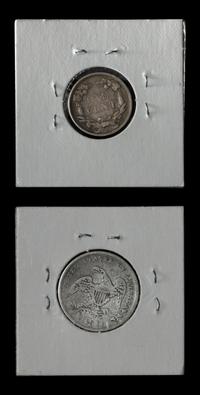 An 1831 Capped Bust 25c and an 1858 Flying Eagle 1c Coin