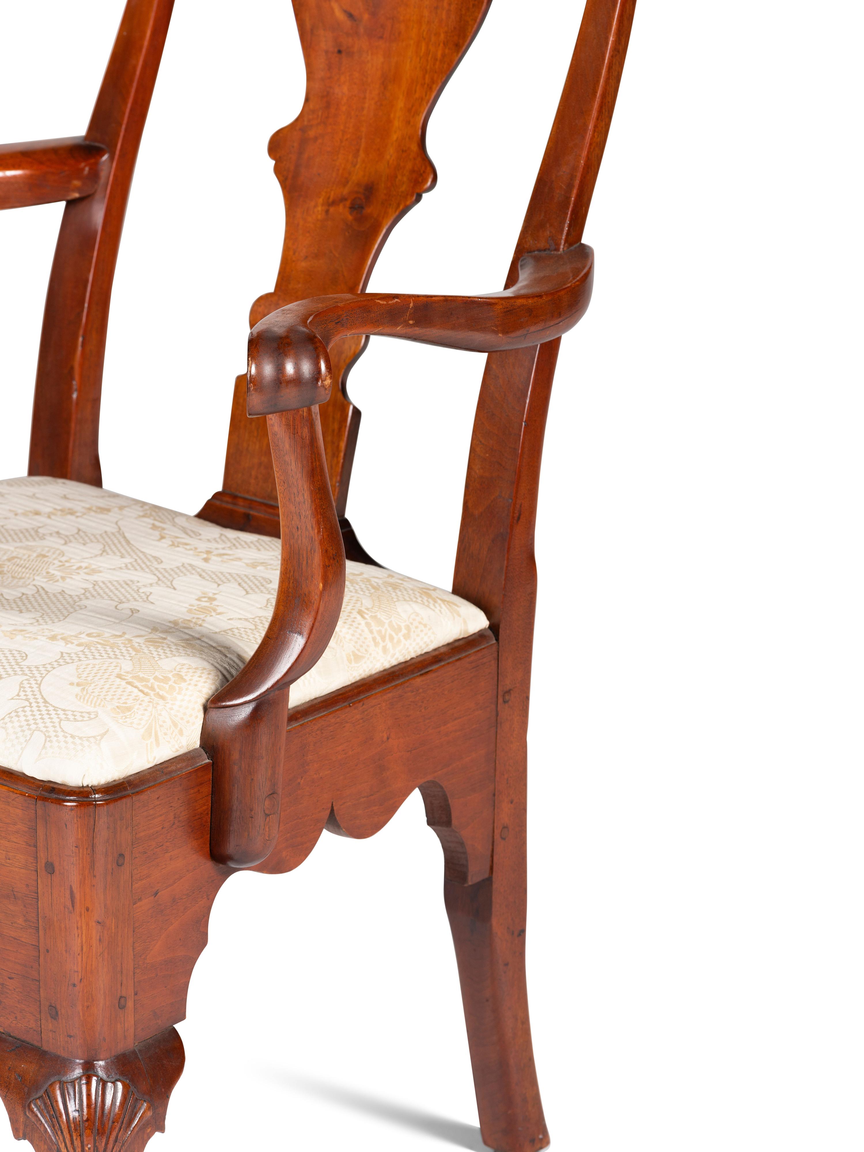 A Queen Anne Carved Walnut Armchair