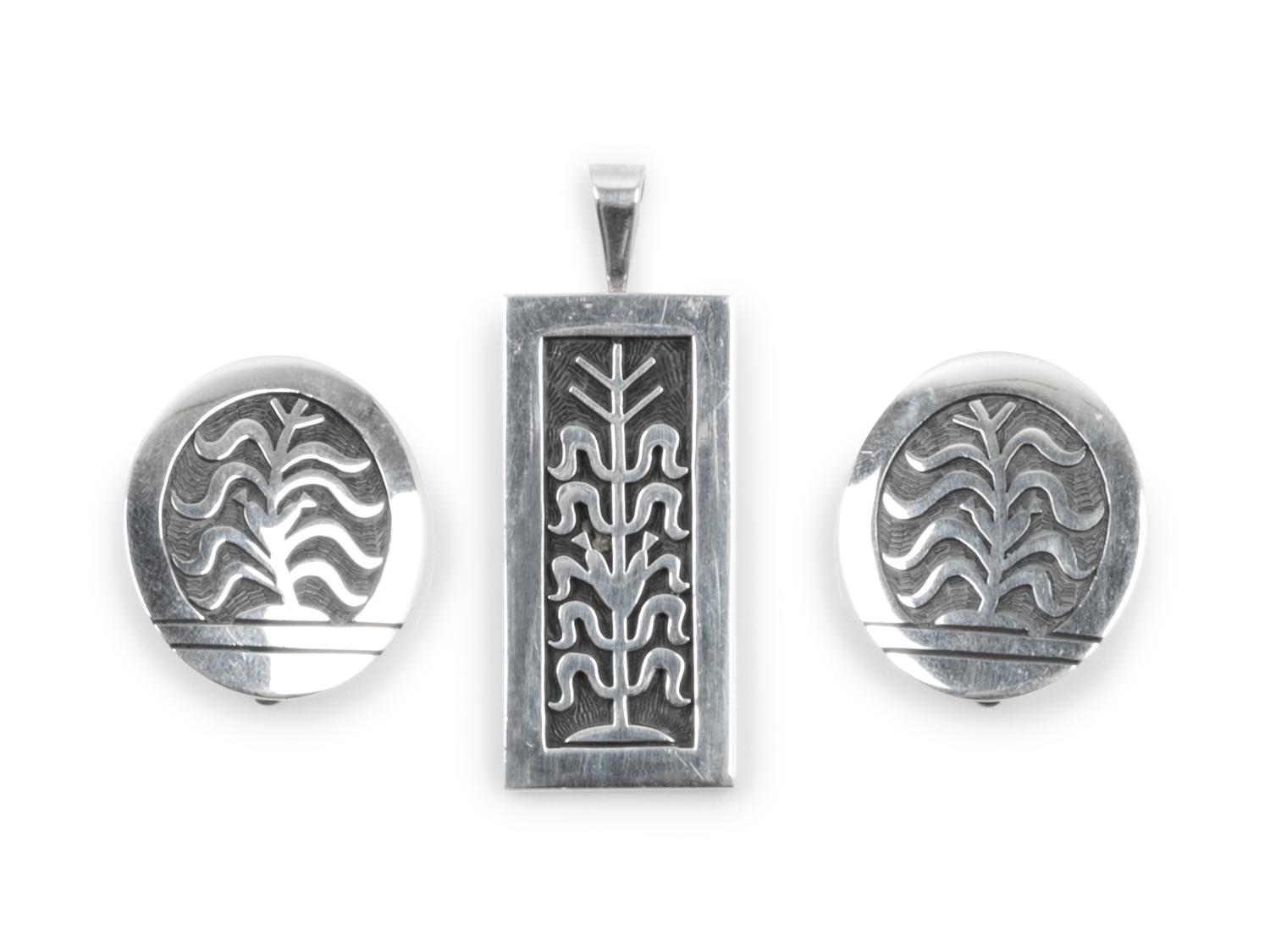 Ramon Dalangywama Silver Ear Clips and Pendant
