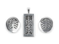 Ramon Dalangywama Silver Ear Clips and Pendant