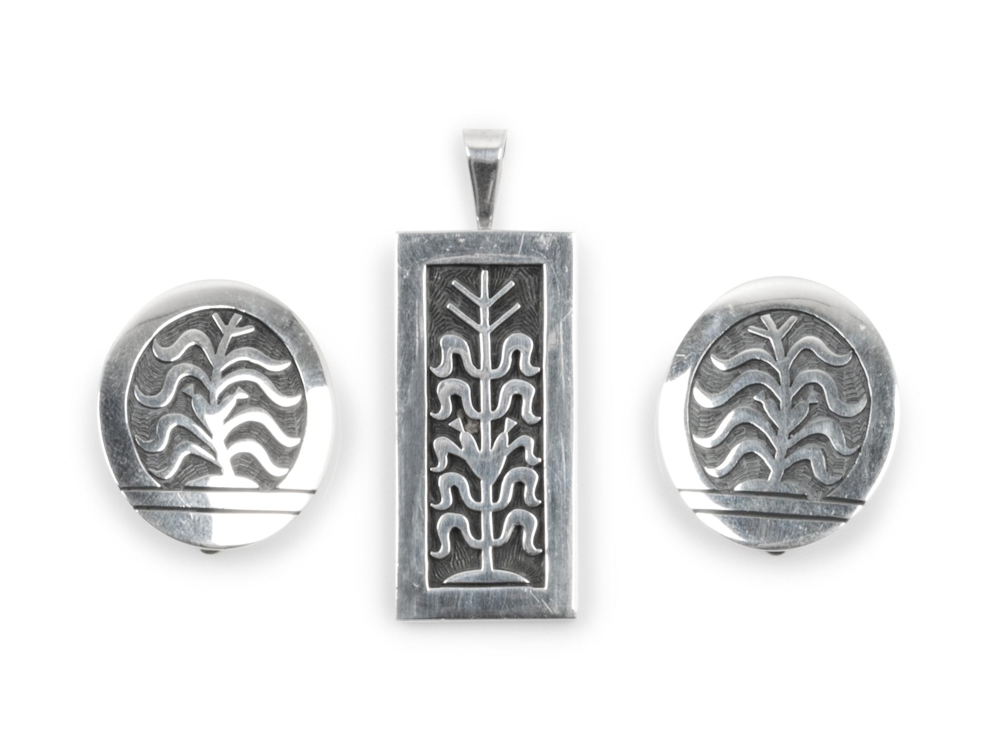 Ramon Dalangywama Silver Ear Clips and Pendant