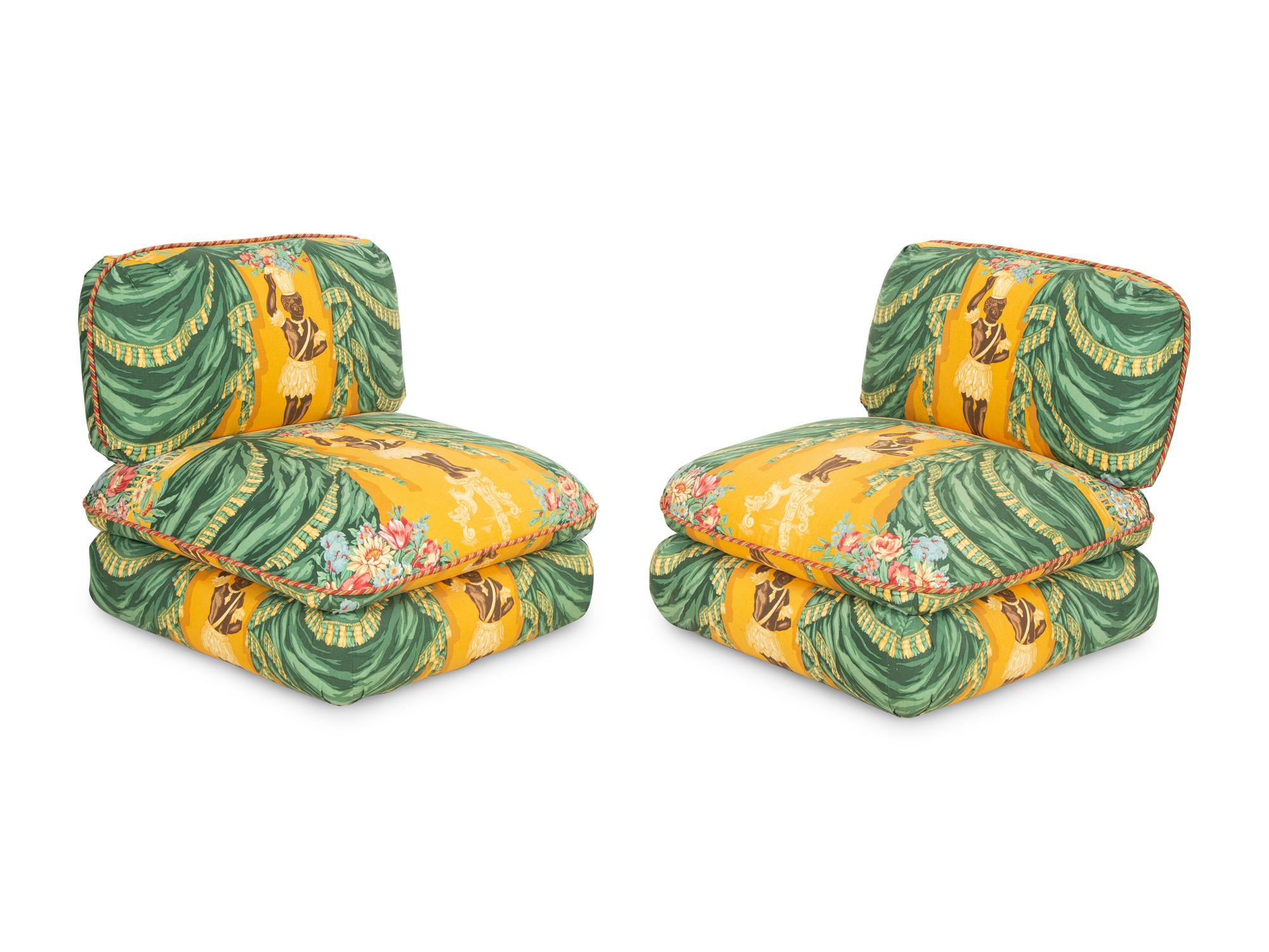 A Pair of Custom-Upholstered Slipper Chairs