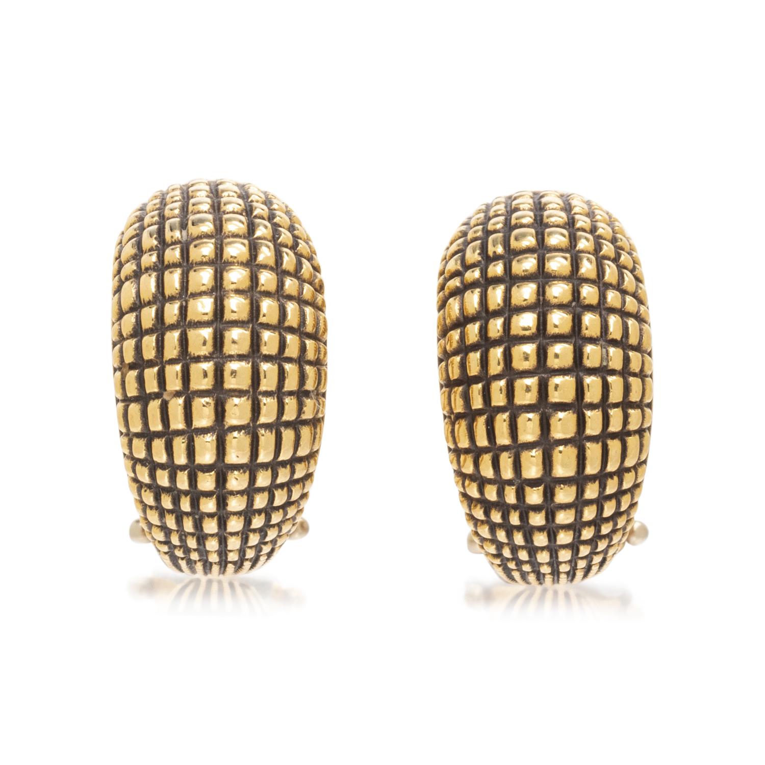 ALEX SEPKUS, YELLOW GOLD HALF HOOP EARCLIPS