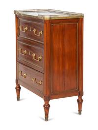 A Small Directoire Brass Mounted Walnut Commode and Associated Later Chest