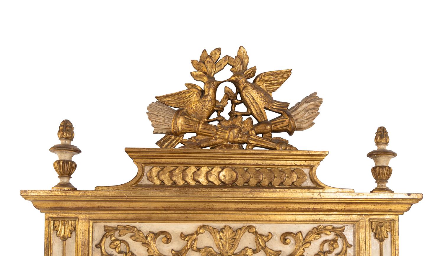 A Louis XVI Style Painted and Parcel-Gilt Mirror