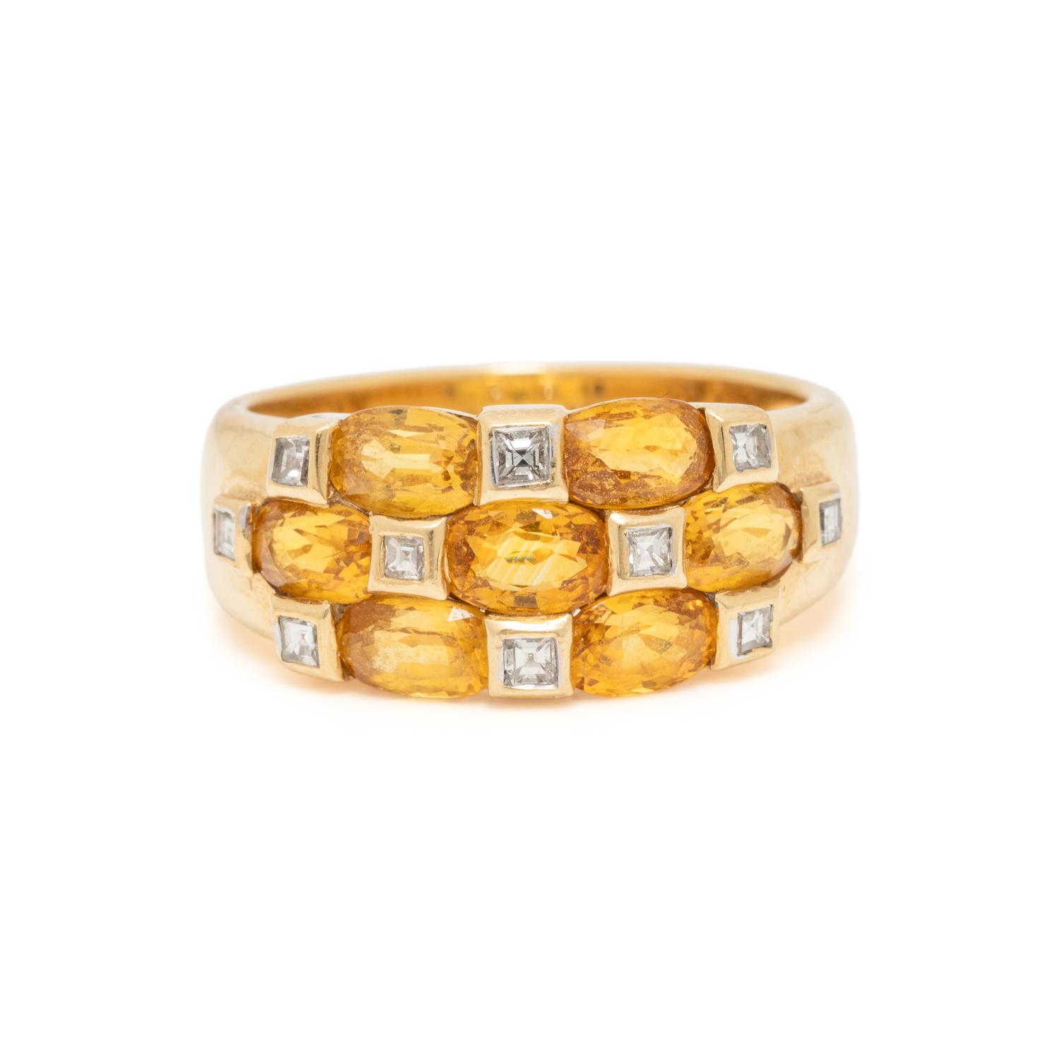 YELLOW GEMSTONE AND DIAMOND RING