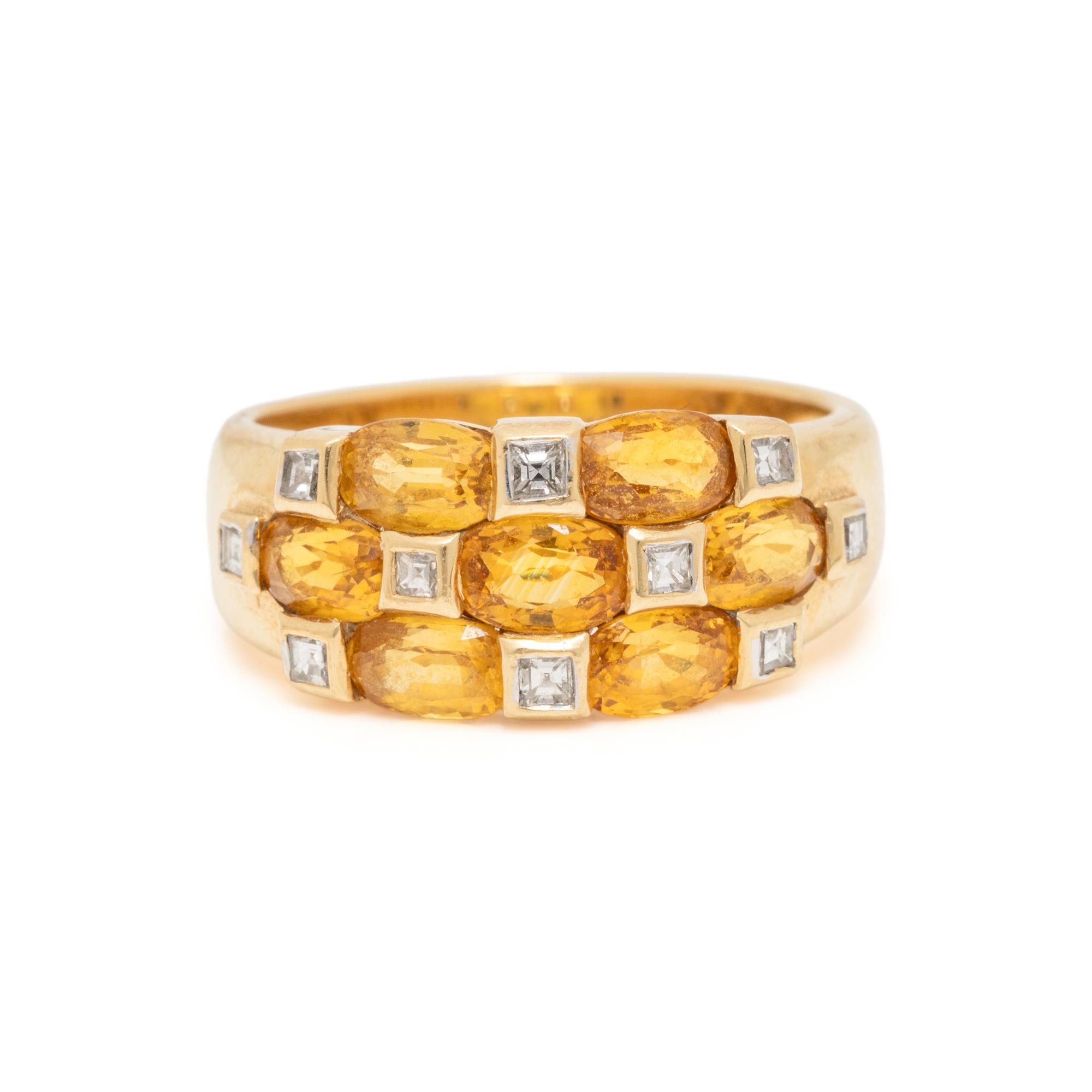 YELLOW GEMSTONE AND DIAMOND RING