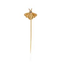 CARTIER, YELLOW GOLD, DIAMOND, AND ENAMEL BEE STICKPIN