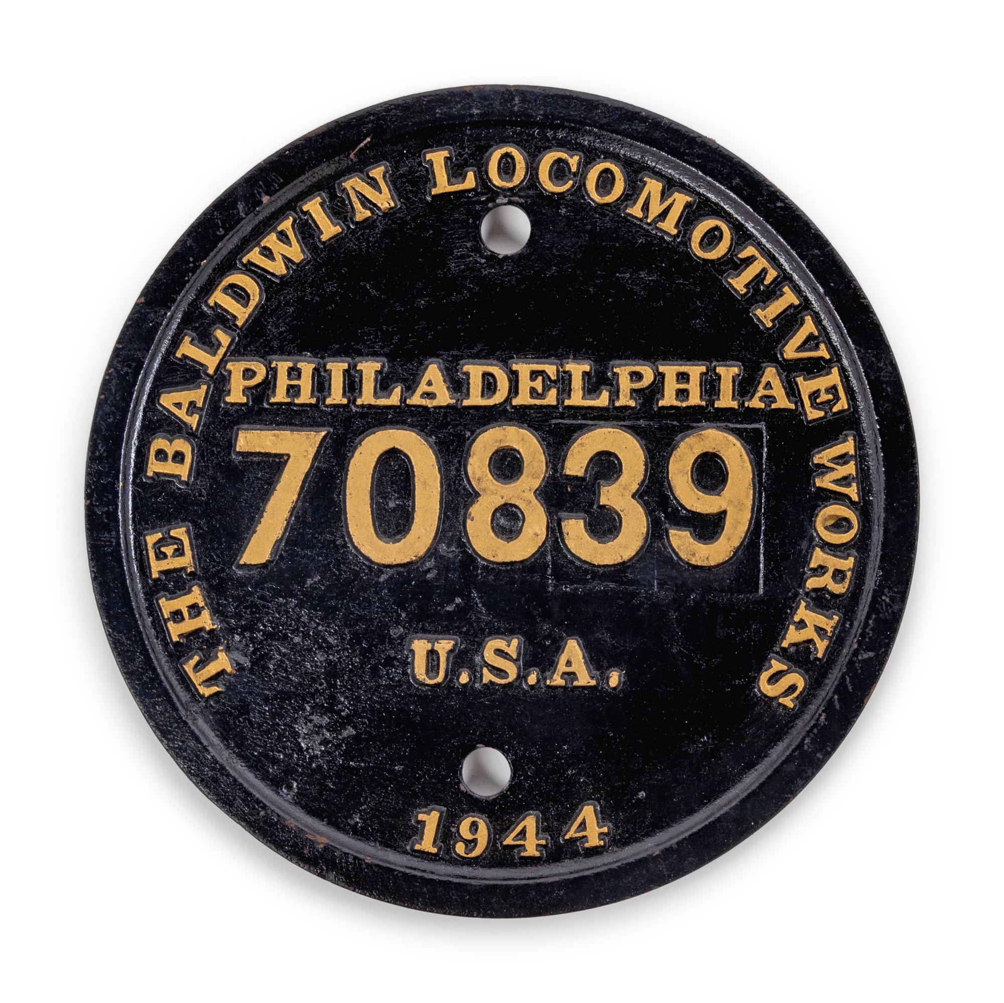 A Baldwin Locomotive Works: Philadelphia, PA Painted Bronze Locomotive Badge