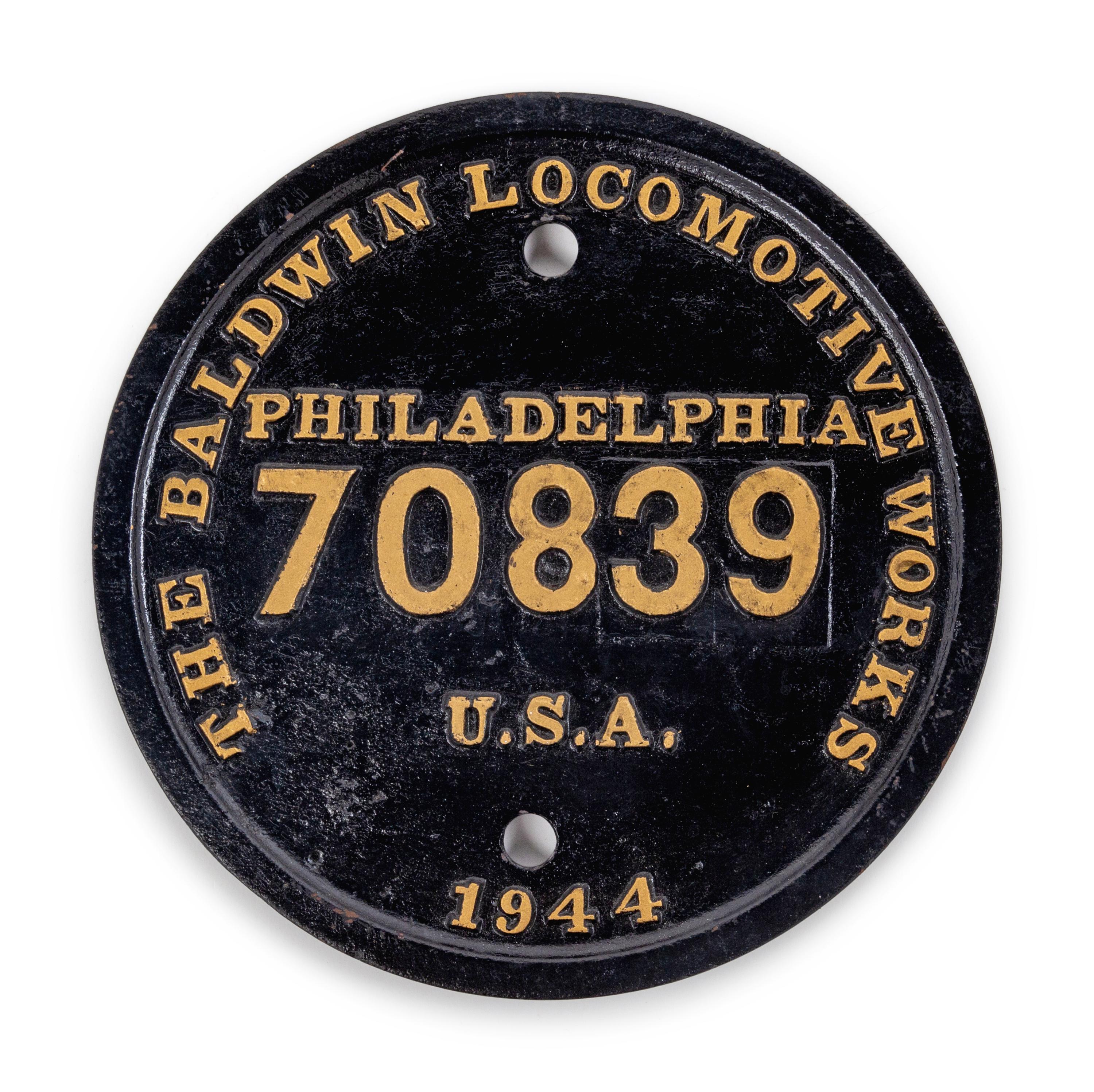 A Baldwin Locomotive Works: Philadelphia, PA Painted Bronze Locomotive Badge