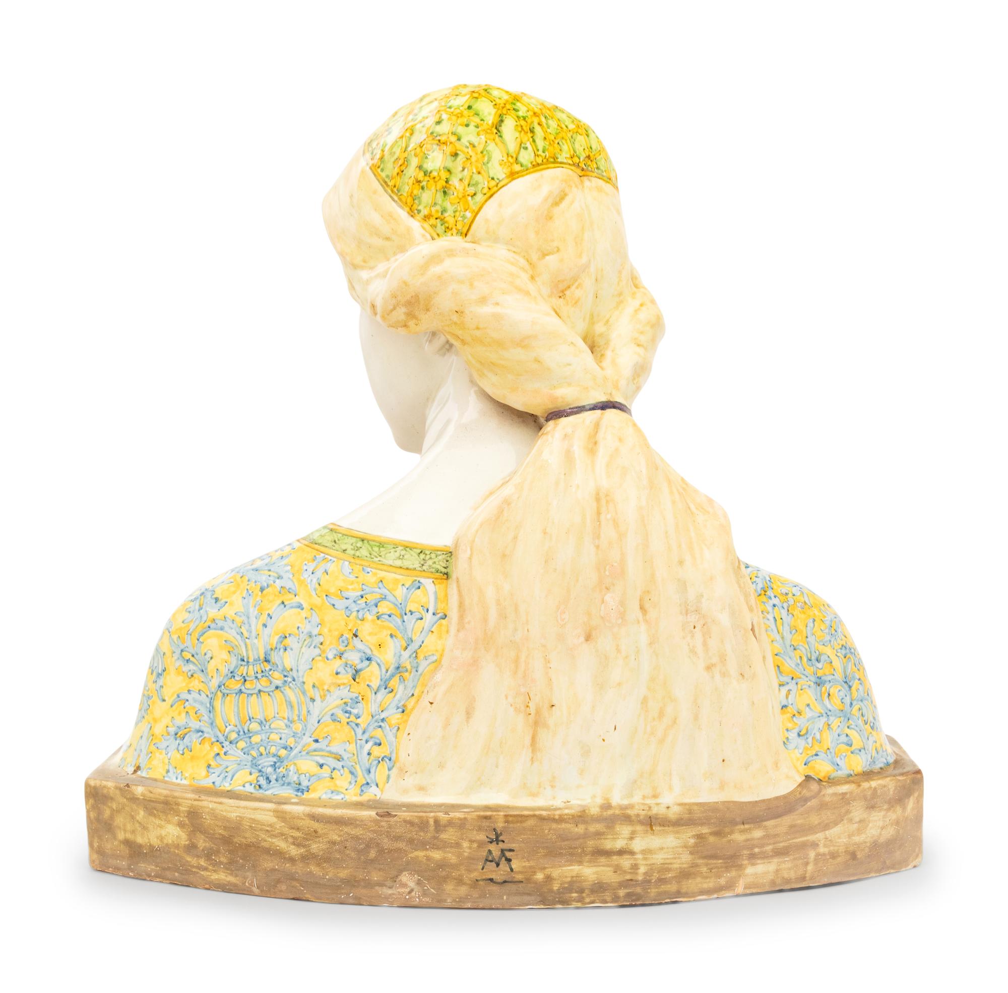 An Italian Faïence Bust after Angelo Minghetti (Italian, 1822-1885)