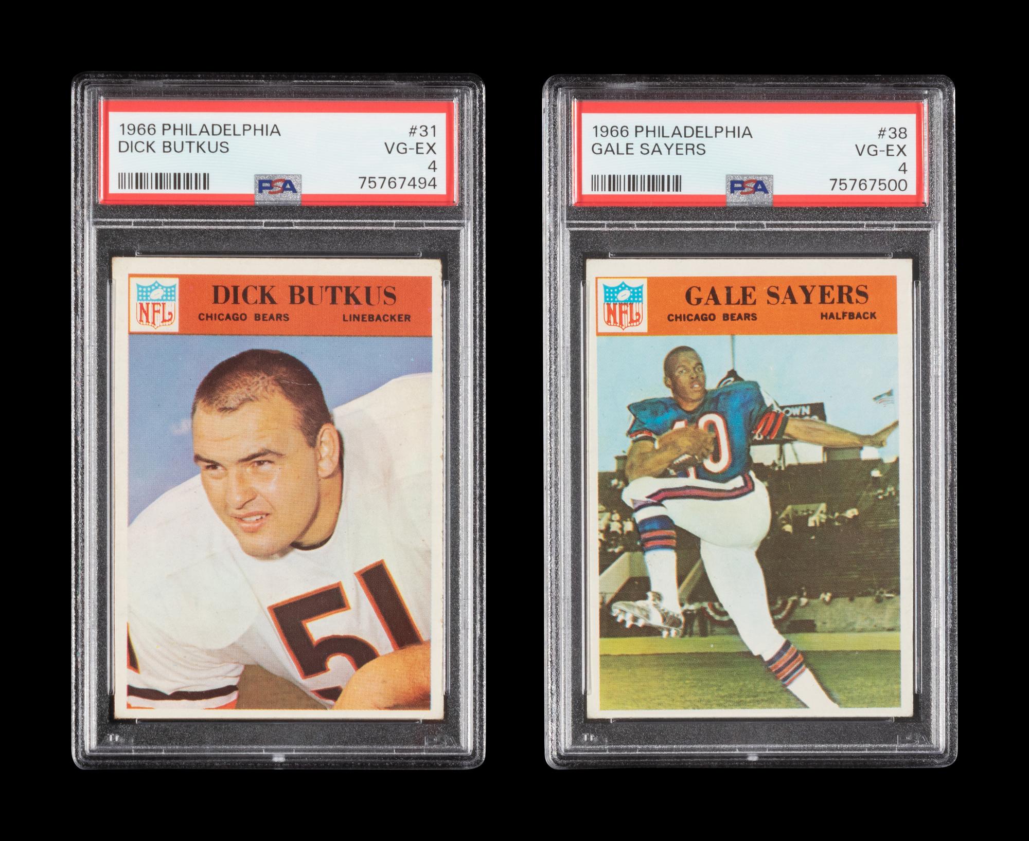 A Group of 1966 Philadelphia Dick Butkus and Gale Sayers PSA Graded Football Rookie Cards