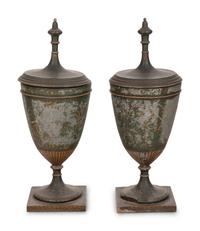 A Pair of Large Continental Tôle Urns