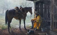 Martin Grelle (American, b. 1954) — Rainy Day Ponderin'