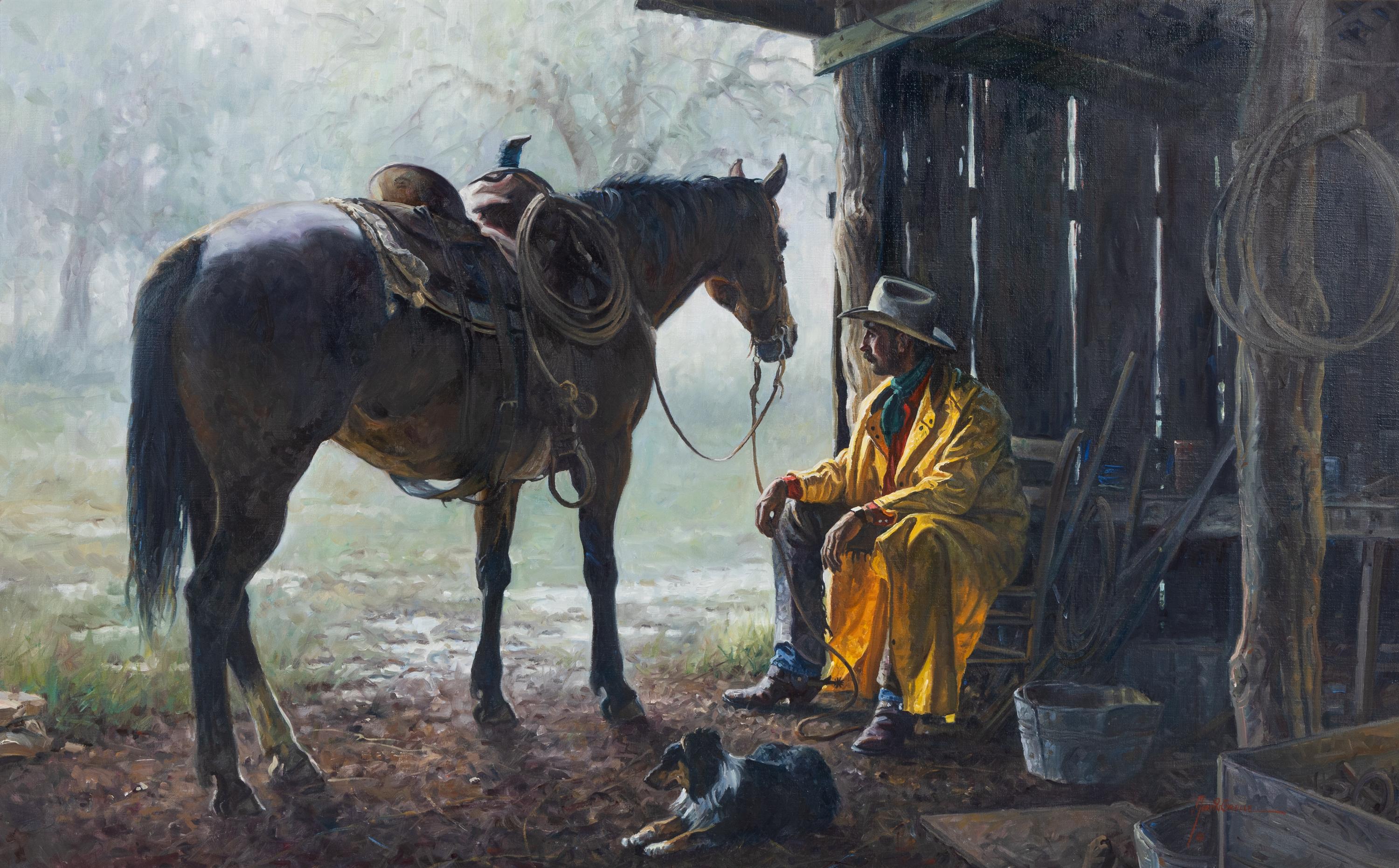 Martin Grelle (American, b. 1954) — Rainy Day Ponderin'