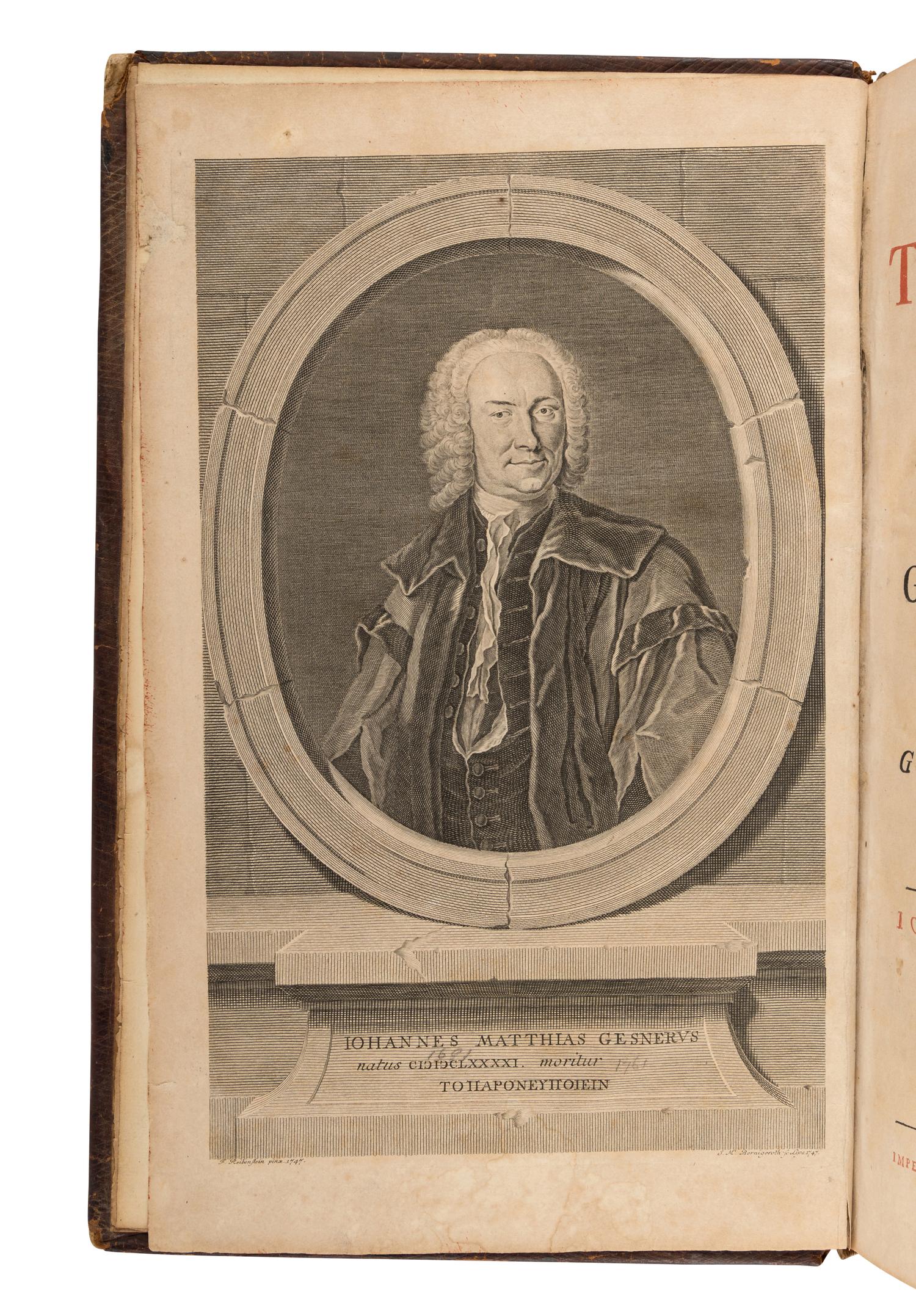 GESNER, Johannes Matthias (1691-1761). Novus Linguae et Eruditionis Romanae Thesaurus . [Leipzig]: Impensis Casp. Fritschii Vidvae et Bernh. Chr. Breitkopfii, 1749.