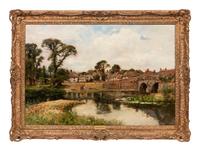 River with Village and Bridge