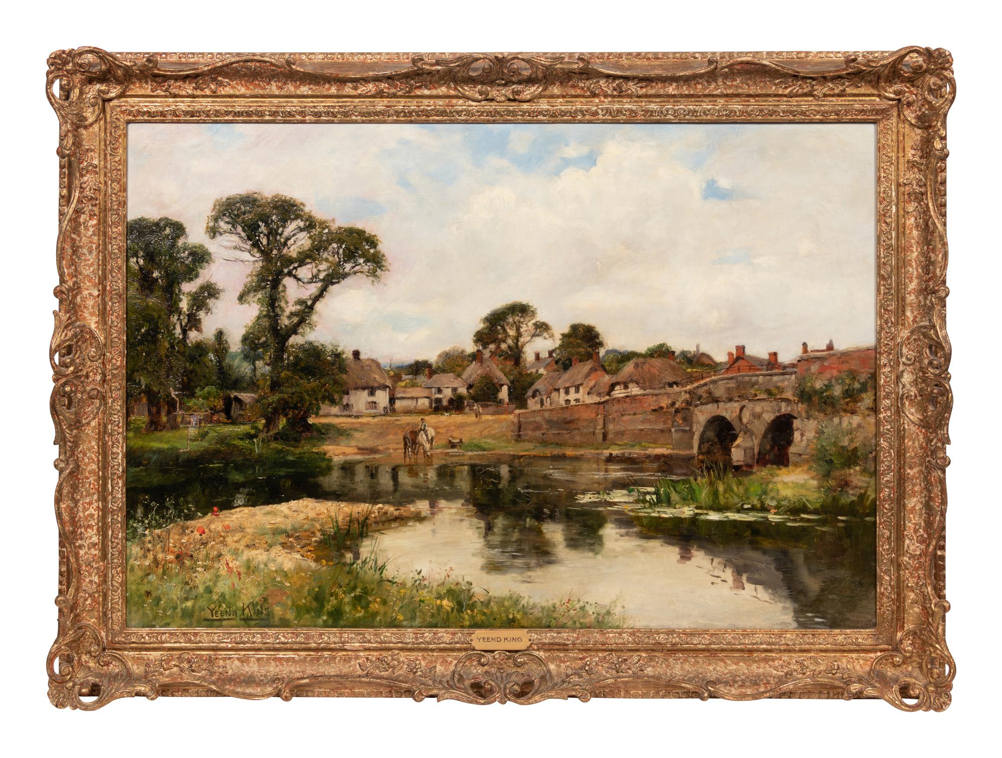 River with Village and Bridge