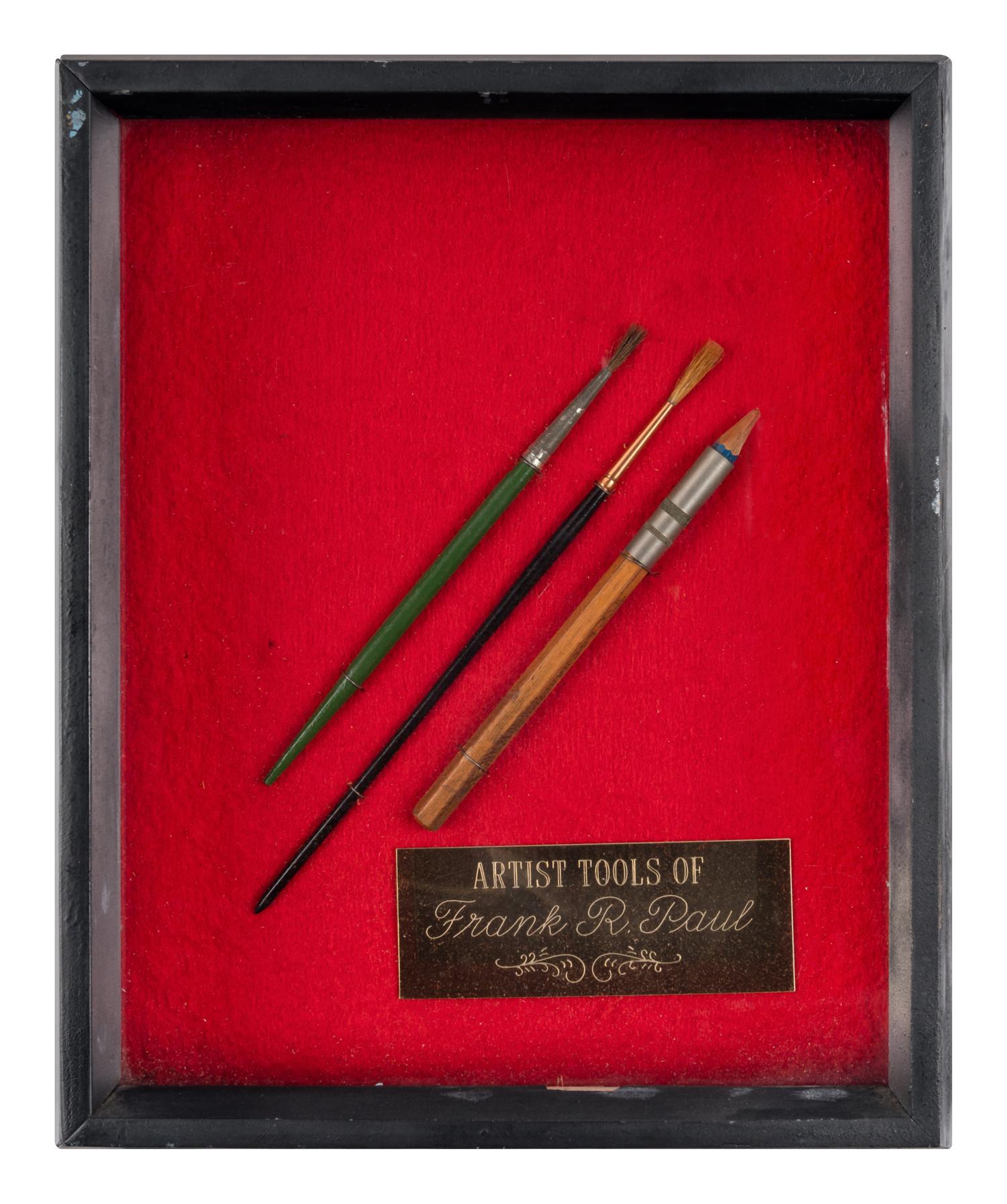 [PAUL, Frank R. (1884-1963). A group of 3 original paintbrushes formerly owned by Frank R. Paul.