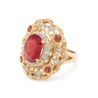 ORANGE SAPPHIRE AND DIAMOND RING