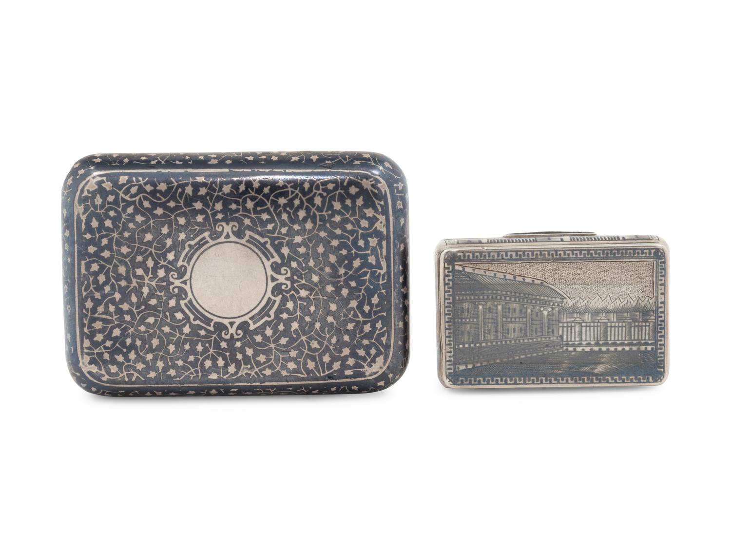 Two Continental Niello Silver Snuff Boxes