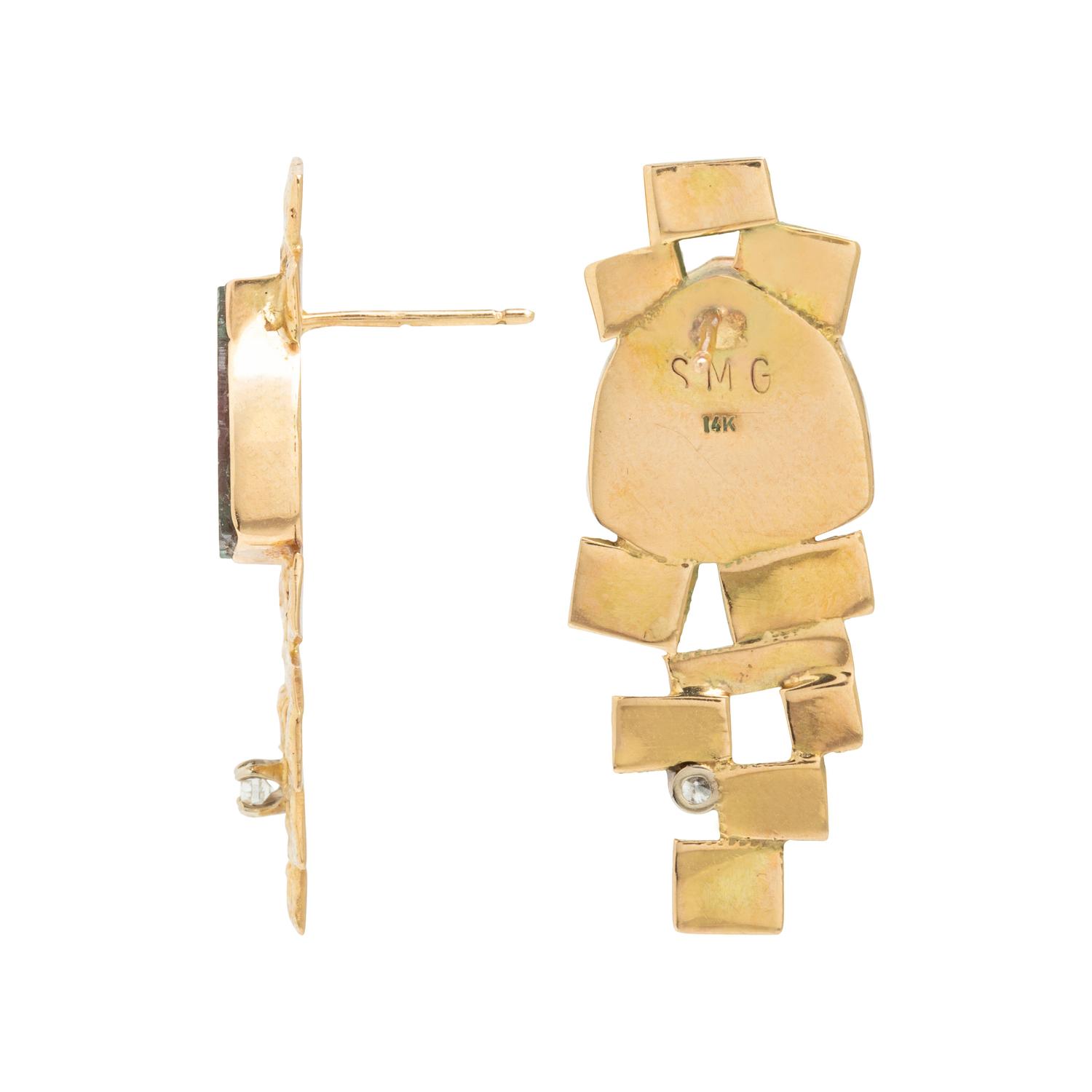 Yellow Gold and Multigem Earrings and Ring