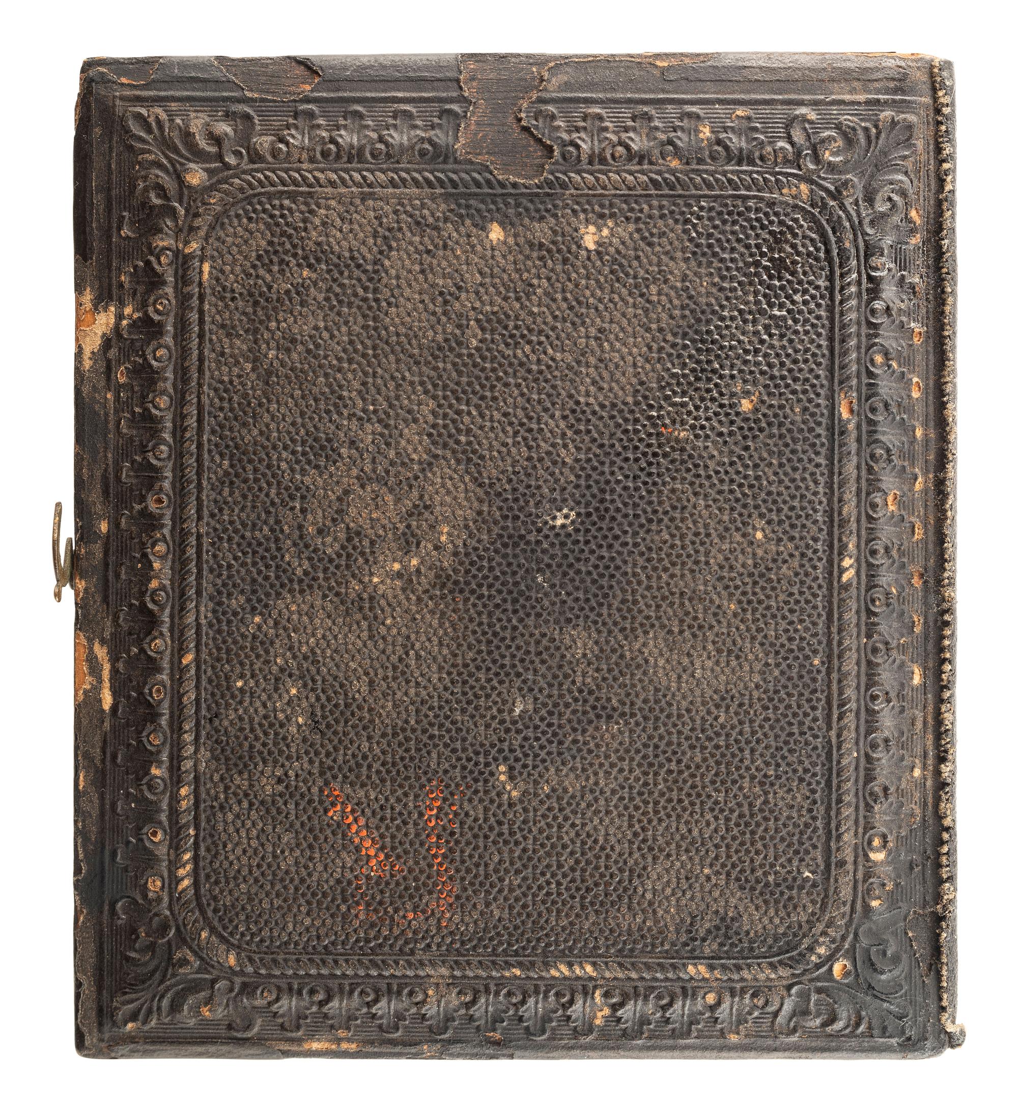 [CIVIL WAR]. Sixth plate tintype of a Federal rifleman armed with target rifle and revolver.