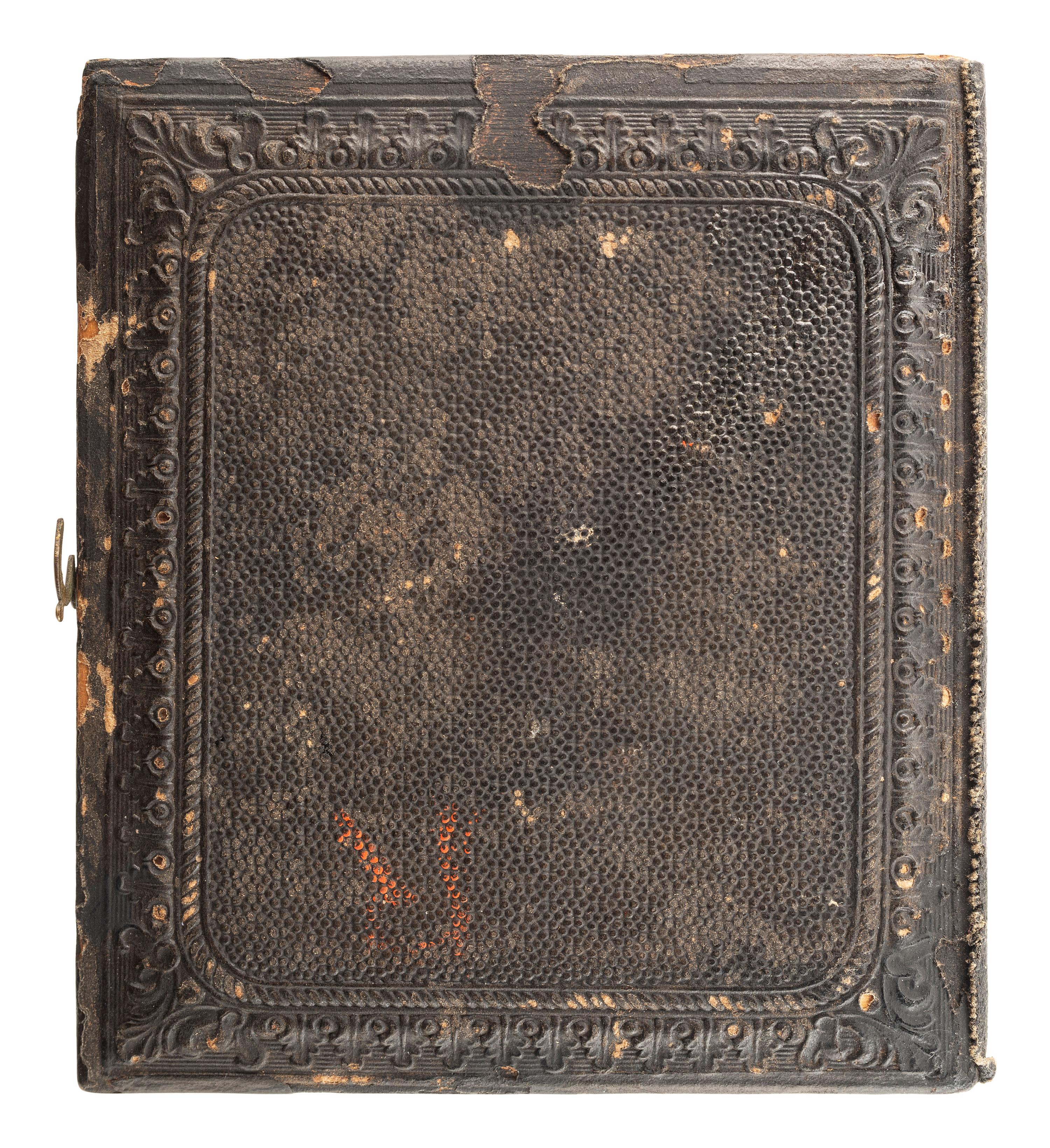 [CIVIL WAR]. Sixth plate tintype of a Federal rifleman armed with target rifle and revolver.