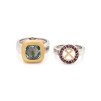 COLLECTION OF BICOLOR GOLD AND GEMSTONE RINGS