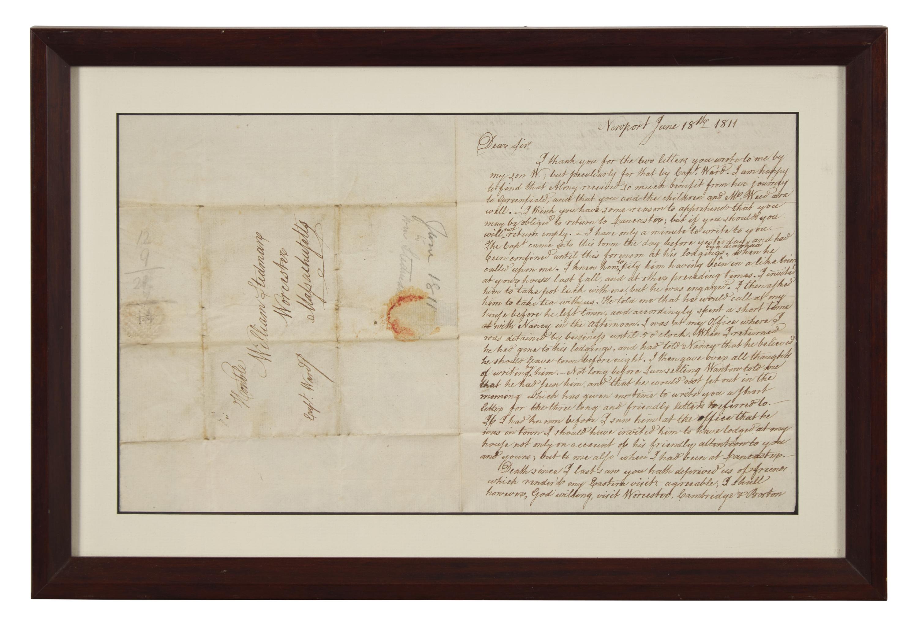 [Americana] [Declaration of Independence] Ellery, William. Autograph Letter, signed