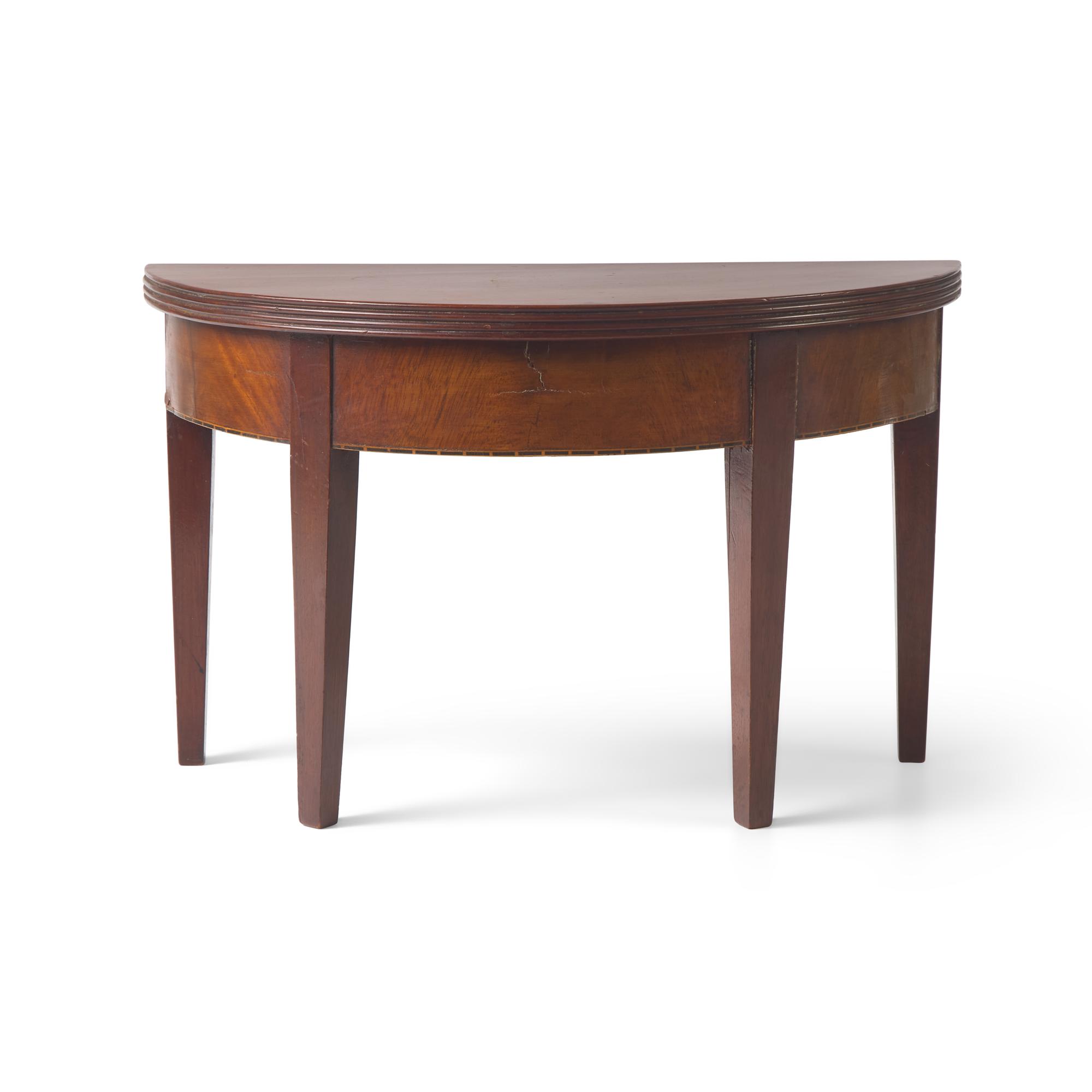 A Miniature Federal Inlaid Mahogany Demilune Console Table